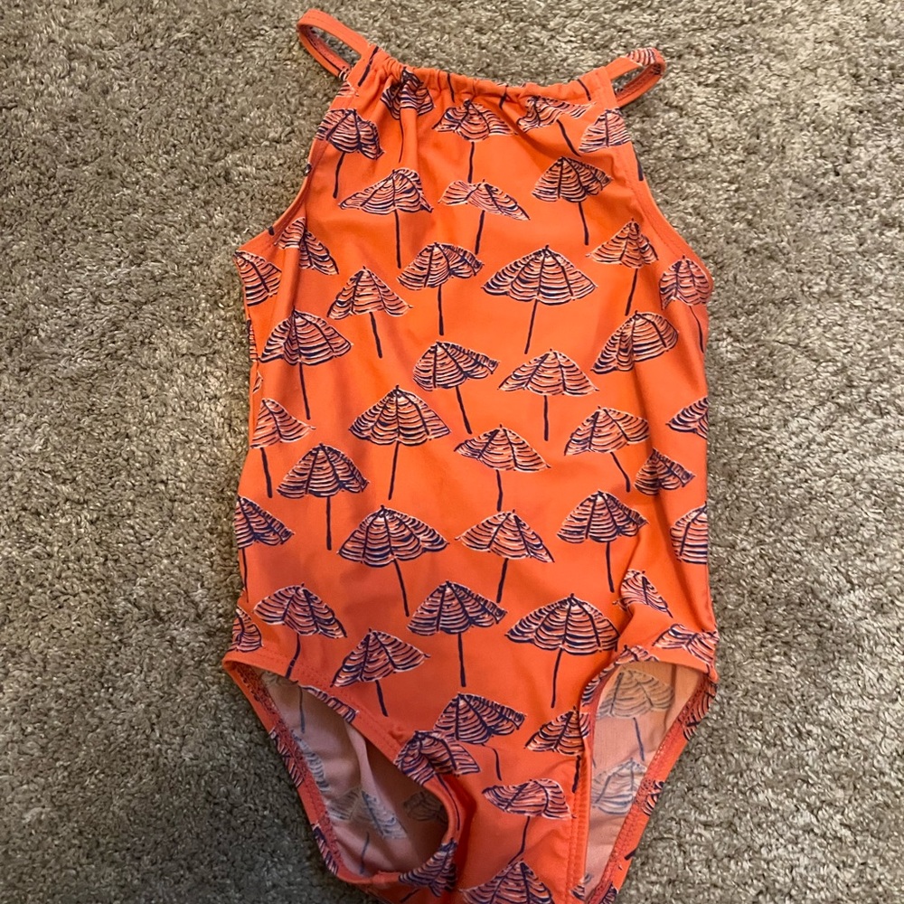 Orange Umbrella Print Swimsuit
